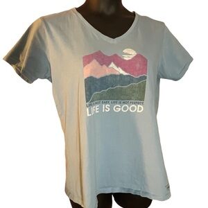 Life Is Good girls Crusher V-neck baby blue Short Sleeve T-shirt  Large